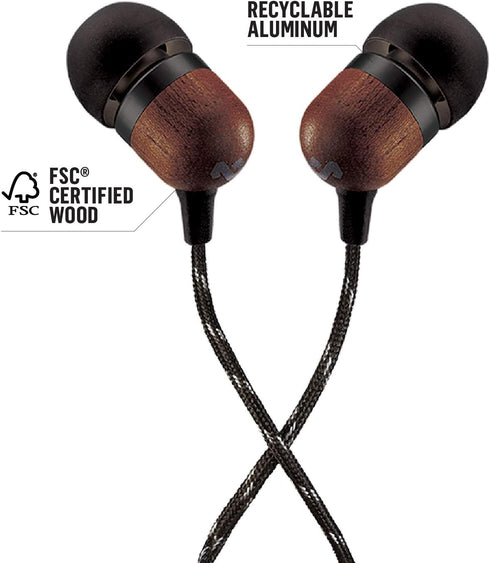 House of Marley Smile Jamaica Wired Earphones, Noise Isolating Design, Sustainable Materials, Signature Black