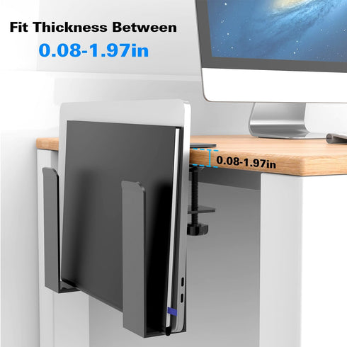 WYYHAA Adjustable Desk Side Laptop Mount, No Drill Storage Organizer, Metal Hanging Notebooks Holder