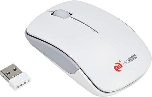 MCSaite 2.4G Slim Wireless Mouse with Nano Receiver (White)