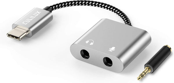 Cubilux USB C to TRS Microphone Headphone Splitter, Type C to 3.5mm Audio MIC Adapter, Compatible with Google Pixel