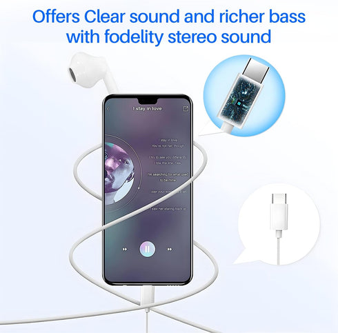 USB C Headphones 2 Pack for iPhone 15 Pro Max, Samsung Galaxy S23, Pixel - Wired Earbuds with Microphone & Noise