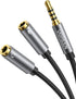 UGREEN 3.5mm Headphone Splitter, 2 Female to 1 Male TRRS Adapter Cable for Laptop, PS4, Xbox, PC, Phone, Tablet Gaming