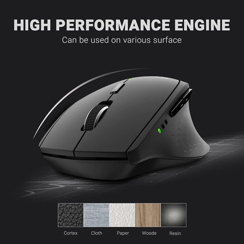 Rapoo Multi-Device Wireless Mouse, Bluetooth 5.0/3.0 + 2.4GHz Optical Mouse with USB Nano Receiver, Ergonomic