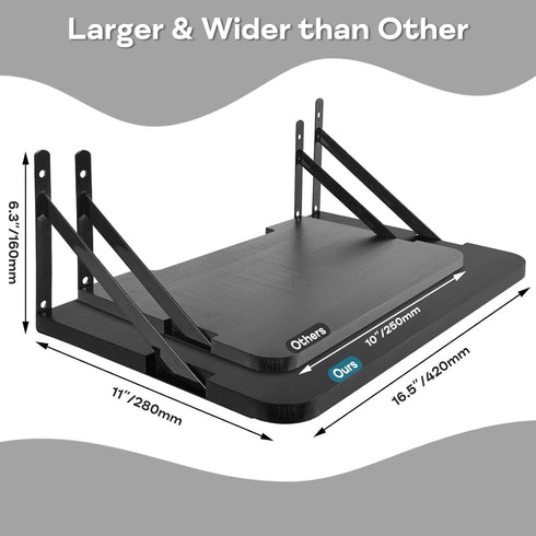 Projector Shelf, Wall Mount Floating Shelf, Projector Stand, Router Shelf for Xbox Series, PS5, PS4, Solid Wood Black-T