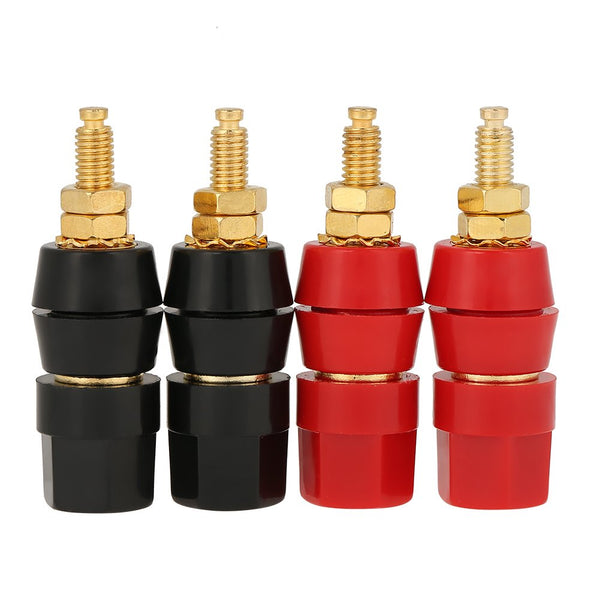 4 Pcs Banana Socket Test Probe Adapter for Audio Speaker Terminal Binding Post, Black and Red for 4mm Banana Plugs