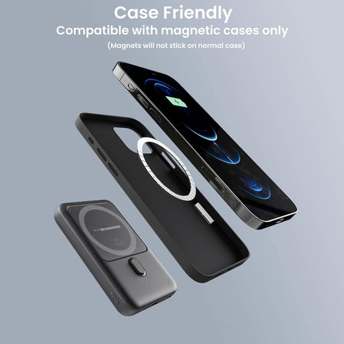 TECHSMARTER Magnetic Power Bank, 10,000mAh Wireless Portable Charger, 18W Fast Charging Battery Pack with USB-C,