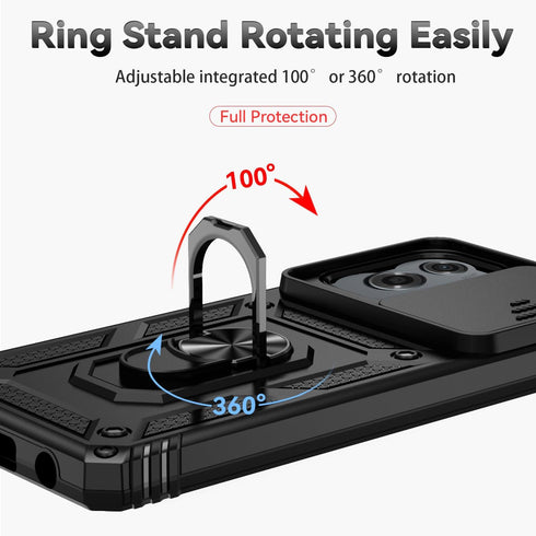 for Motorola Moto G Stylus 5G 2024 Case with Slide Camera Cover, HD Screen Protector, Magnetic Ring Holder