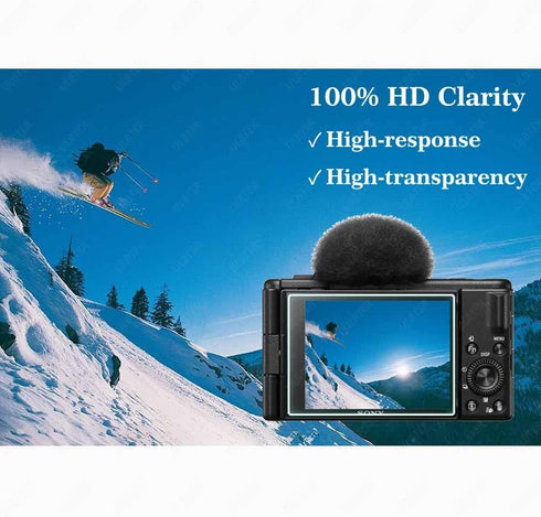 Screen Protector for Sony ZV-1F Vlog Camera & Lens Cap Cover - 0.3mm 9H Hardness Tempered Glass, Anti-Scratch