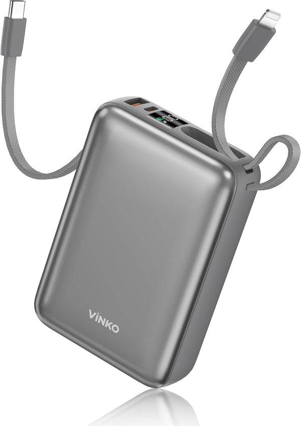VINKO Portable Charger with Built in Cable Power Bank 22.5W 20000mAh Fast Charging