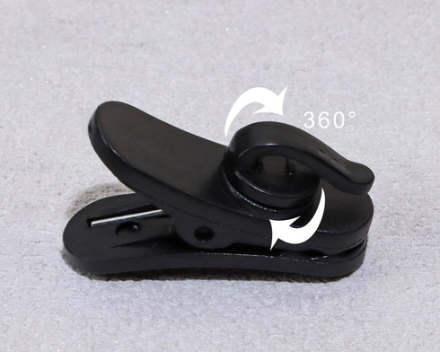 1 Inch Small Plastic Rotate Earphone Clips for Fixing Earbuds Cables, Pack of 8 (Black).