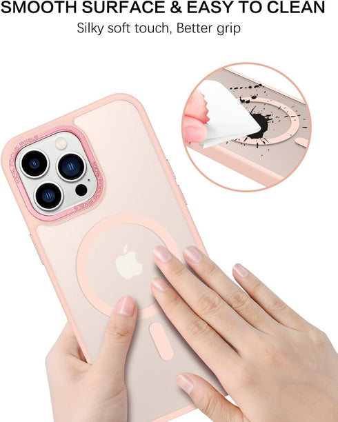 BENTOBEN iPhone 13 Pro Max Case, Pink Translucent Matte, Slim Shockproof, MagSafe Compatible, 6.7" Protective Cover.
