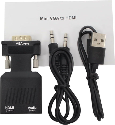 VGA to HDMI Converter 1080P Adapter with Audio Cable and USB Cable for PC Laptop to HDTV