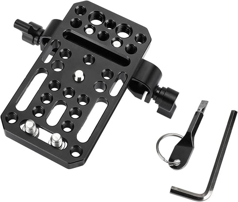 Universal Camera Baseplate – Integrated with 15mm Dual Rod Clamp for Shoulder Support Rig Tripod
