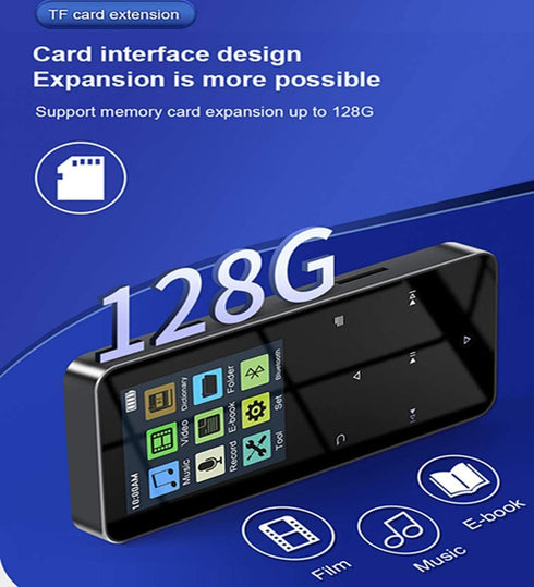 RIJAHO 64GB MP3 5.0 2.0 inch Player with Bluetooth Screen Touch Button Portable Hi-Fi Lossless Music Player Speaker