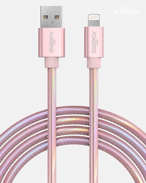LIQUIPEL Powertek 6 ft iPhone Charger Cable, Fast Charging Lightning to USB Adapter, MFI Certified, Light Pink