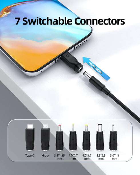 DC 5V 2A Power Cord Supply 10W AC/DC Charger Fit for Bluetooth Speaker, Baby Monitor, Graco Swing, Tablet, Camera and More DC 5v Devices Adapter Multi Tips Switching 5 Volt 2 Amp DC/5V Replacement