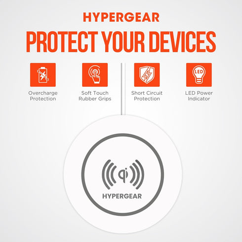 HyperGear ChargePad - 5W Fast Wireless Charger & Universal Wireless Charging Pad, LED Power Indicator, White