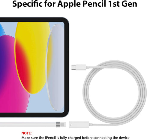 Pencil Charger Adapter for Apple Pencil 1st Generation, USB C to Pencil Adapter for iPad 10, USB-C to Lightning