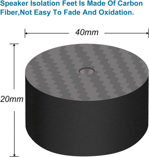 Monosaudio Carbon Fiber Speaker Spike Floor Protectors 40x20mm for Audio, Speakers, Subwoofers, Amplifiers