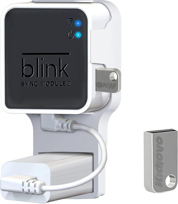 256GB USB Flash Drive & Wall Mount for Blink Sync Module 2 with Short Cable for Enhanced Security