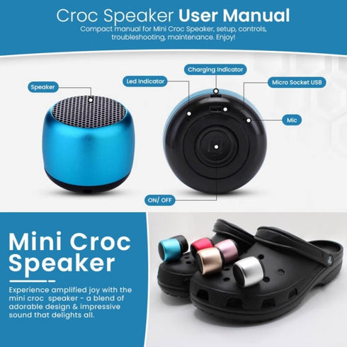 Croc Speaker, Mini Bluetooth Speaker for Croc, Halloween Mini Speaker, Bluetooth Croc Charm (Pink)