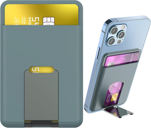 BIAJIYA Card Holder for Back of Phone, MagSafe Magnetic Silicone Wallet Compatible with iPhone 16/15/14/13/12/12 Pro/12