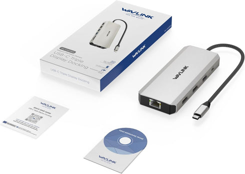 WAVLINK Station,12 1 100W USB3.0/2.0 Laptop Docking in Triple Display USB C Hub for Windows with Dual DP, HDMI, PD