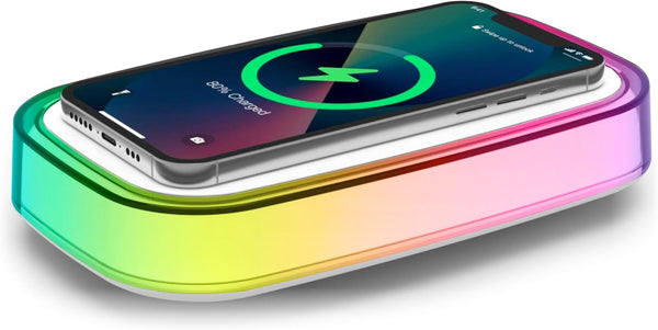 Westclox Wireless Charging Pad with Fast 15 Watt Wireless Charging, RGB Color Changing