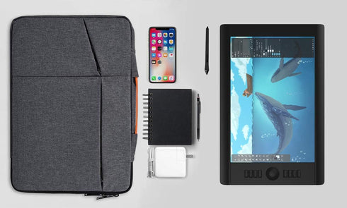 Waterproof Drawing Tablet Sleeve Case for Huion KAMVAS Pro 16, Wacom Cintiq Pro 16, Space Grey