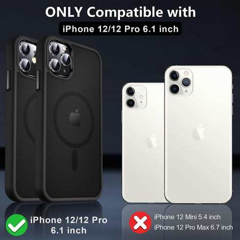 MOCCA iPhone 12 Case: Strong Magnetic, Compatible with MagSafe, Slim Shockproof Translucent Protective Cover - Black