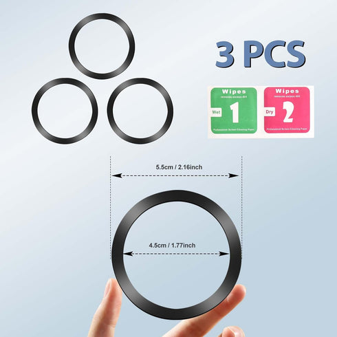 WONLIVE 3Pcs Universal Metal Ring Sticker, for MagSafe Ring Magnet Compatible with MagSafe Wireless Charger/Car Holder
