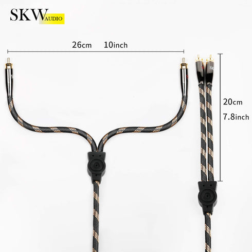 SKW Audiophile 4.9ft Ultra-high Purity Copper Audio Cable 3.5mm Male to 2 RCA Male Y Splitter Adapter