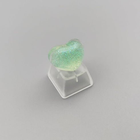 Personalized Cute Love Heart Keycap, Handmade OEM Profile Keycap for Mechanical Keyboard MX Switch (Green)