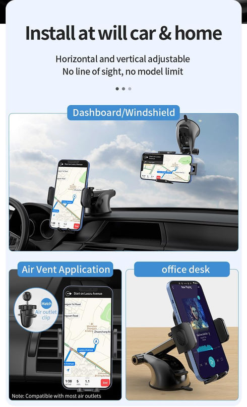 Car Phone Holder Mount for Dashboard, Universal Suction Cup Holder for iPhone Android Smartphones