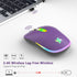 HZD LED Wireless Mouse - Slim Silent Rechargeable Optical Mouse with Type C Adapter, 3 Adjustable DPI Levels (Purple)