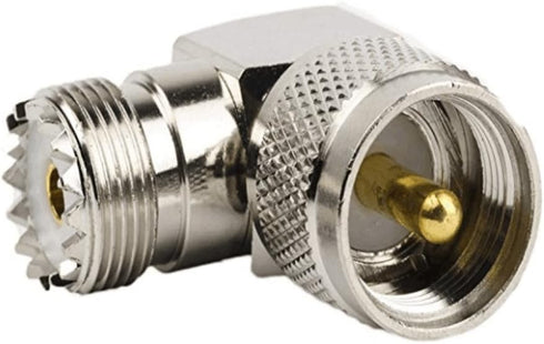 UHF Male PL259 to Female SO239 RF Coaxial Adapter, 90° Right Angle Connector for CB Radio Antenna (6-Pack)