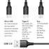 Puxnoin Multi Charging Cable, 4Pack Multi Charger Cable Short 1FT Braided Universal 3 in 1 Multiple USB Cable Charging Cord with Type-C, Micro USB Port Connectors for Cell Phone, Tablets