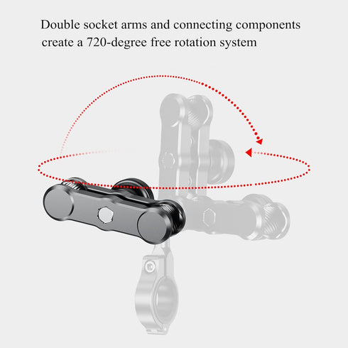 BRCOVAN Anti-Theft Aluminum Alloy Double Socket Arm for RAM Mounts B Size 1'' Ball & Motorcycle Phone Holder