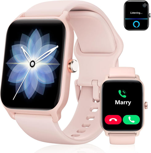 Smart Watches for Men/Women, 1.8'' Alexa Built-in Fitness Tracker with Bluetooth Calls, IP68 Waterproof, 110 Sport Modes