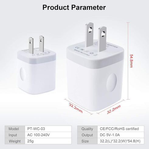 Charging Blocks Sicodo 3Pack for iPhone, One Port USB Power Adapter, Cell Phone Brick Charging Cube for iPhone 15 14 13