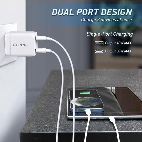 USB C Wall Charger, 30W GaN II Fast Charger Dual Port Charging Block, Fast Charging for iPhone14/13/12/11/Pro Max/Pro/Plus/Mini, iPad Pro/Air/Mini, Samsung Galaxy S22/S21 Series (White-2Pack)