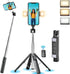 41” Selfie Stick Tripod Quadrapod with 2 Rechargeable Fill Light, Extendable Tripod with Bluetooth Remote for All