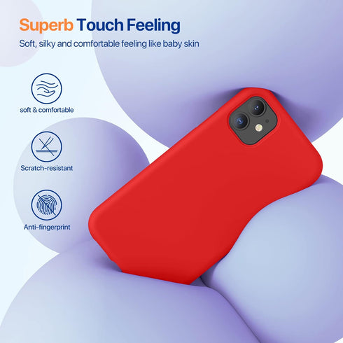 Miracase iPhone 11 Case (6.1") - Red Liquid Silicone Gel, Full Body Shockproof Cover with Screen Protector.
