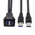 cablecc 1m Waterproof USB 3.0 Extension Latch Mount Car AUX Cable for Dashboard Panel (Dual USB 3.0)