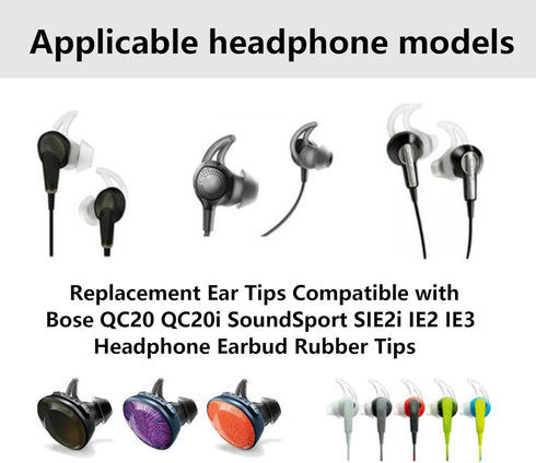 Silicone Replacement Earbud Tips, Compatible with Bose QC20 QC20i SoundSport, 3 Pairs Earbud Rubber Tips