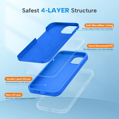 Miracase Designed Case for iPhone 13, Shockproof Liquid Silicone Rubber with Tempered Glass Screen Protector - 6.1 inch