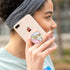 Clear Crystal Collapsible Expanding Mobile Phone Grip Stand Holder for Smartphones and Tablets (Gold Pink Marble)
