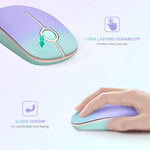 Unipows Wireless Mouse, 2.4G Slim Portable Computer Mouse with Nano Receiver, Less Noise Mobile Optical Mice for