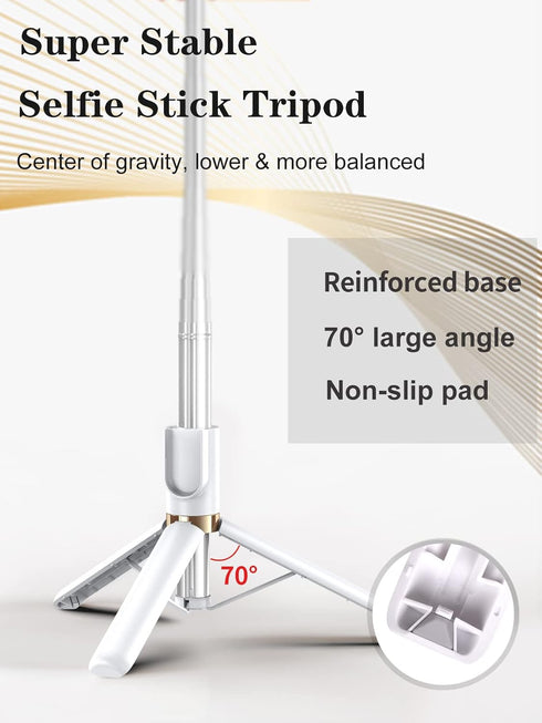Selfie Stick Tripod with Wireless Remote, 46'' Cellphone Tripod with LED Fill Light for iPhone 16/15/14/13/12/11 and