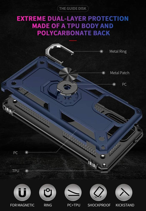 Galaxy A02S Case with HD Screen Protector, Military Grade Hybrid Hard PC Soft TPU, Shockproof Protective Case (Blue)